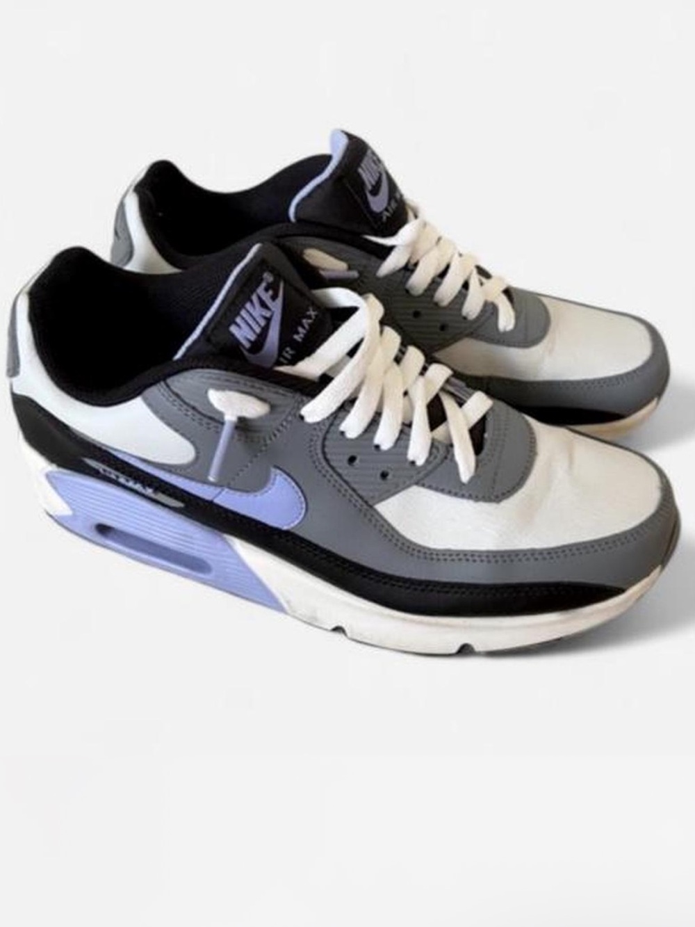 Nike Air Max 90 Sneakers in White, Gray & Light Purple